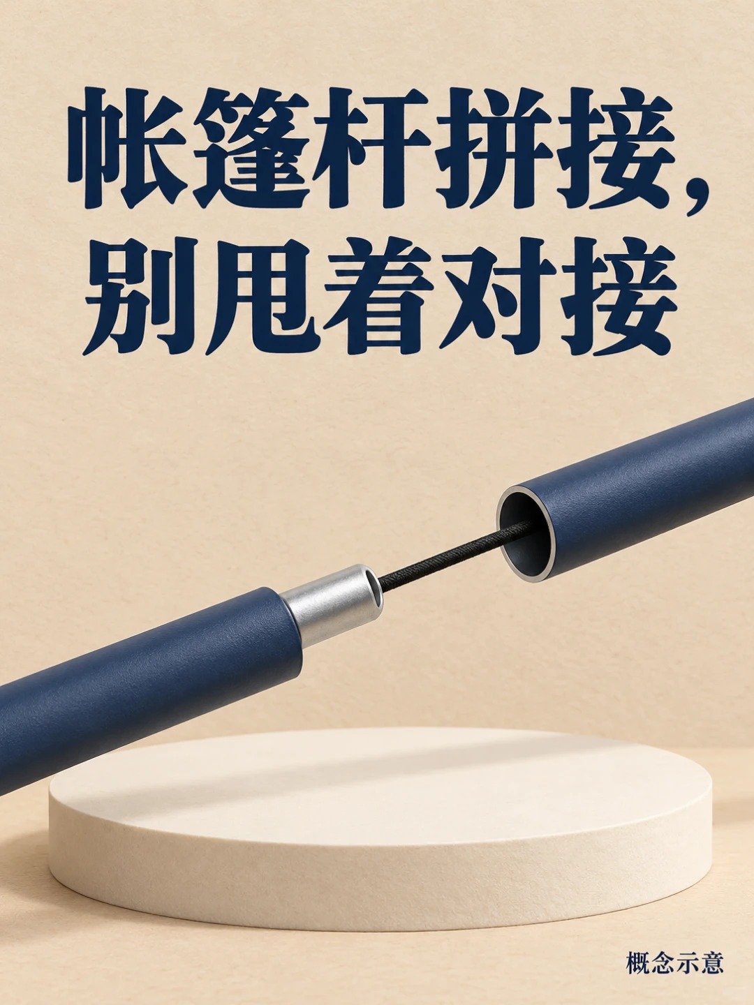 帐篷杆拼接，别甩着对接