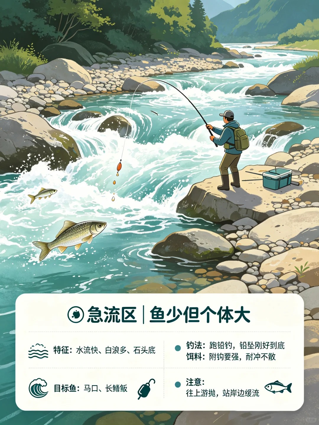 溪流钓别乱选位置❗一张表看懂哪里更容易上鱼 · 图片 2